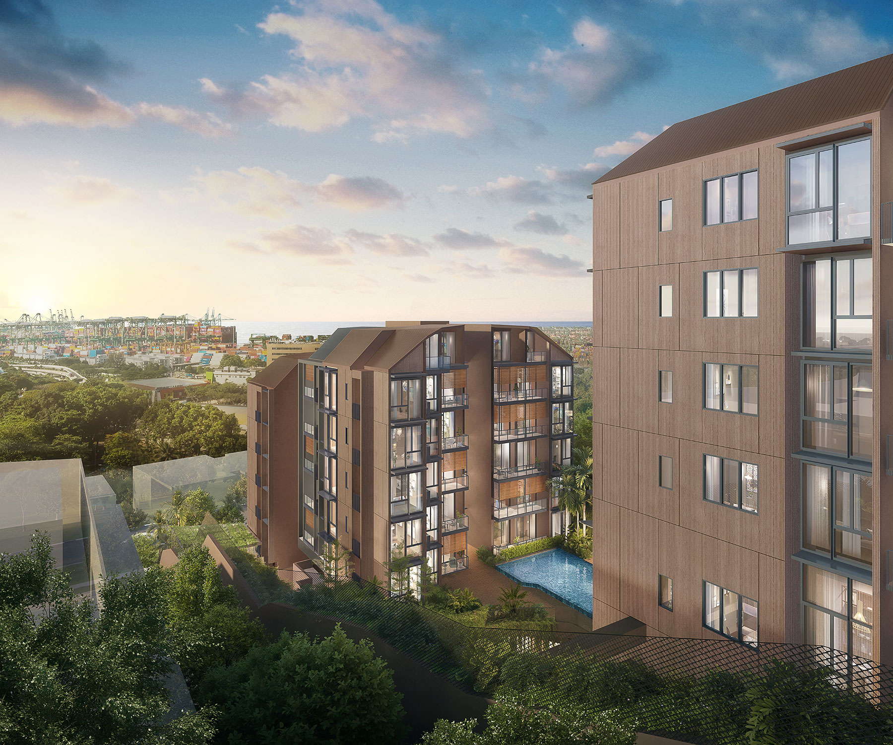 The Hillshore development pool and residence render